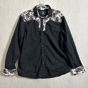 Rock N Roll Soul Women's Size Large Black Western Long Sleeve Button Up Shirt